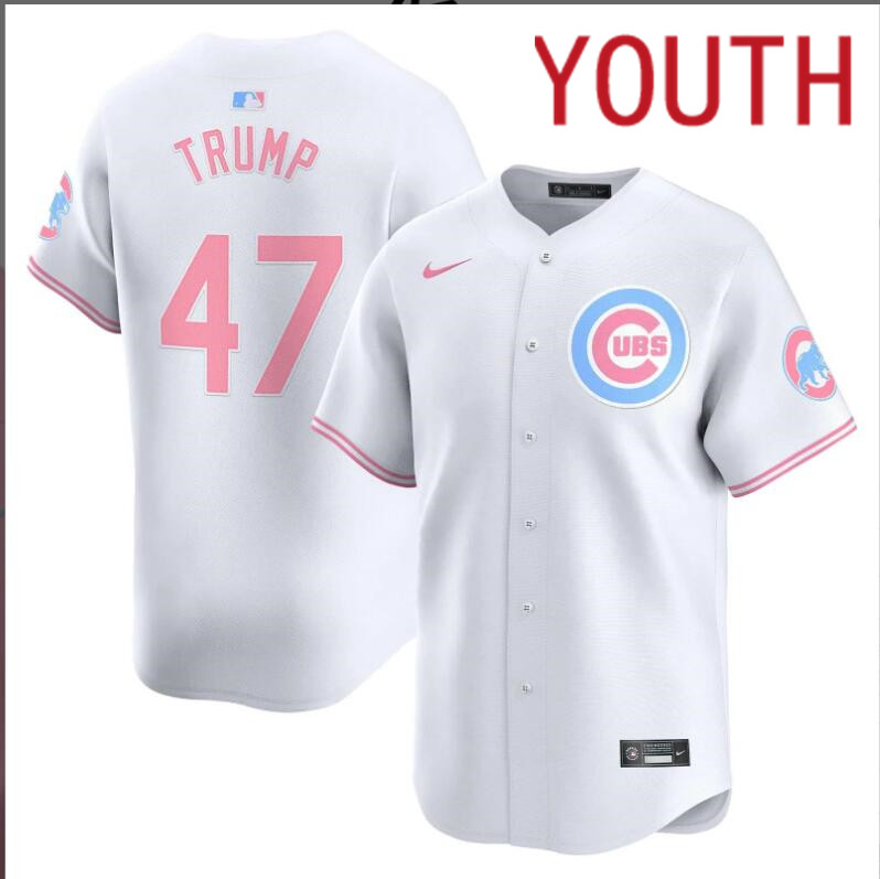 Youth  Chicago Cubs #47 Trump white 2024 Nike MLB jersey->youth nfl jersey->Youth Jersey